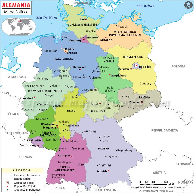 16 Länder alemaniarrak eta beren hiri nagusiak
